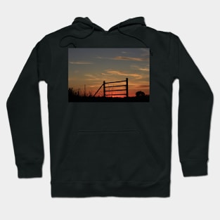 Kansas country Fence silhouette with a colorful Sunset. Hoodie